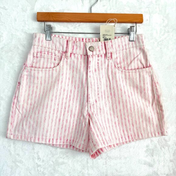 Faherty Topsail Shorts Womens 27 Pink Railroad Stripe High Rise Pockets NEW - Picture 1 of 9